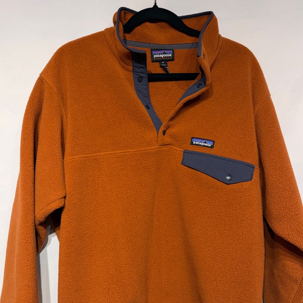 Patagonia Men's Lightweight Synchilla Snap-T Fleece Pullover Burnished Red Sz M - Picture 4 of 11